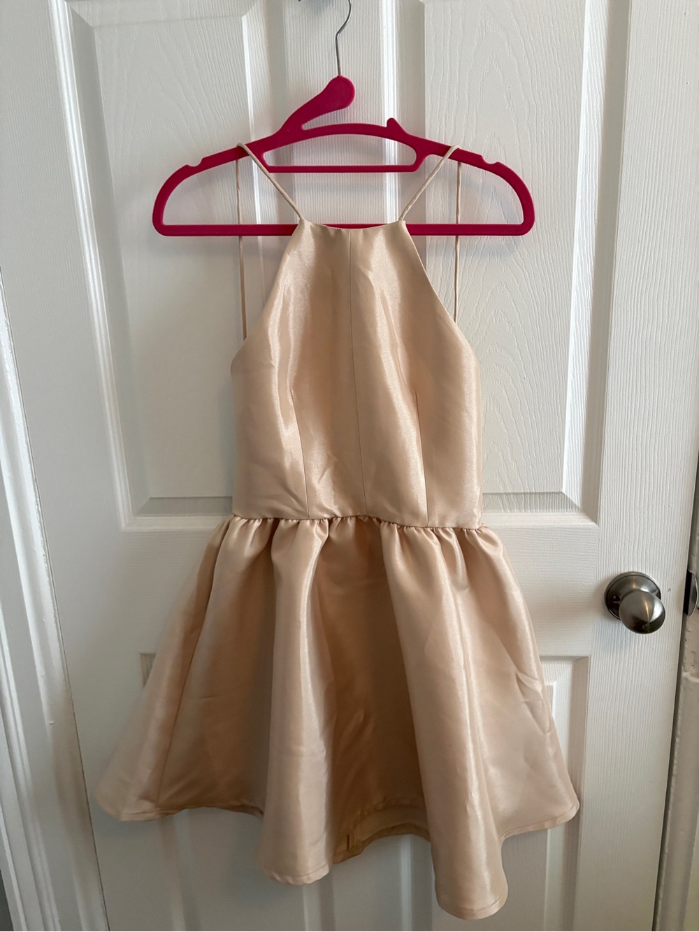 Elegant Cream Halter Fit-and-Flare Dress